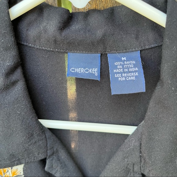 Cherokee Hawaiian Rayon Button Down Short Sleeve Shirt Sz M - Picture 5 of 12